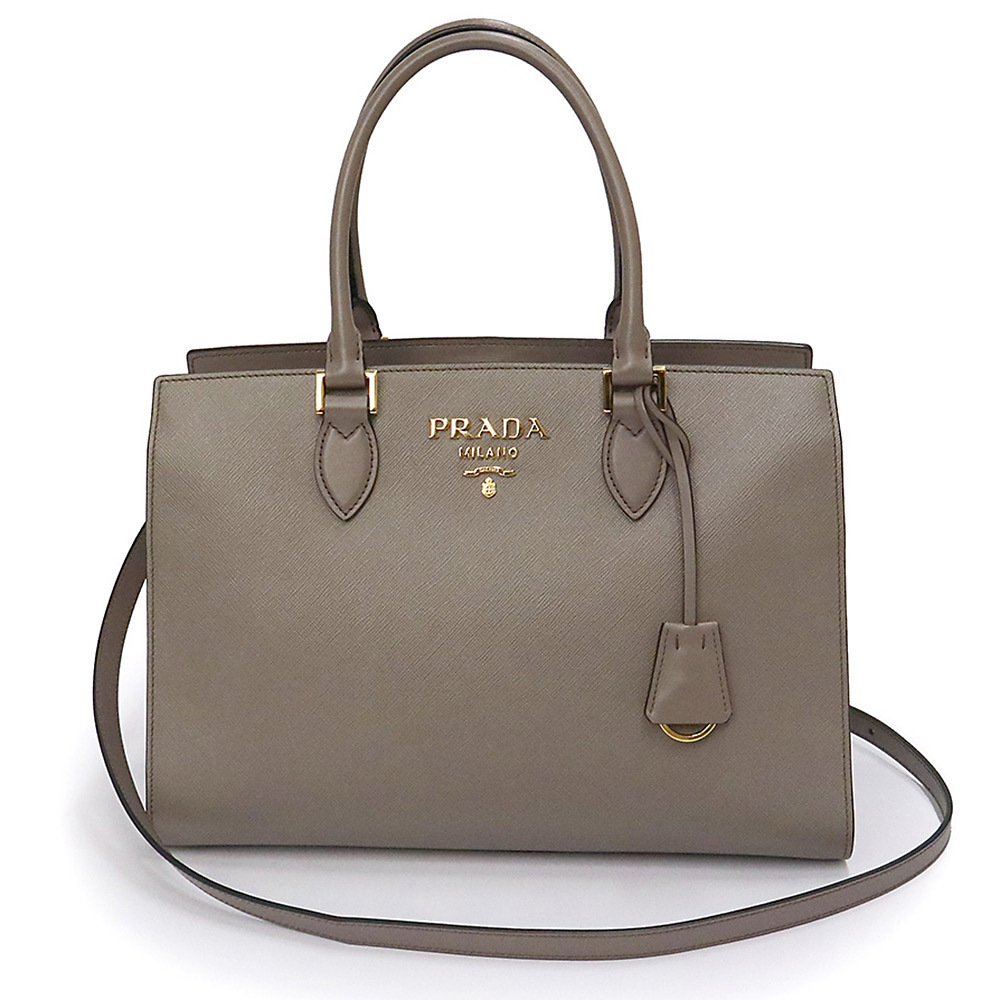 PRADA Saffiano Soft Calf Leather Grey Argilla Crossbody Handbag